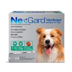 Nexgard Cão L 10,1-25kg - 3 Comprimidos Mastigáveis 3g