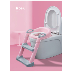 Assento Redutor Infantil Vaso Sanitário com Escada - Rosa