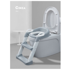 Assento Redutor Infantil Vaso Sanitário com Escada - Cinza