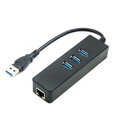 Adaptador LAN USB 3.0 | Cabo de rede RJ45 Gigabit Ethernet | Inclui 3 portas USB 3.0