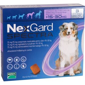 NexGard Spectra Antipulgas e Carrapatos e Vermífugo para Cães de 15 a 30kg - 1 Comprimido
