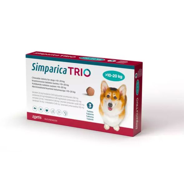 Simparica Trio (10,1-20kg) - 3 Comprimidos Mastigáveis