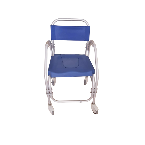 Cadeira de Banho Sanitária Com Rodas Pacific marca Orthos Para Adultos | Origem Europeias com peso até 125Kg | Marca Orthos - Cor Preto